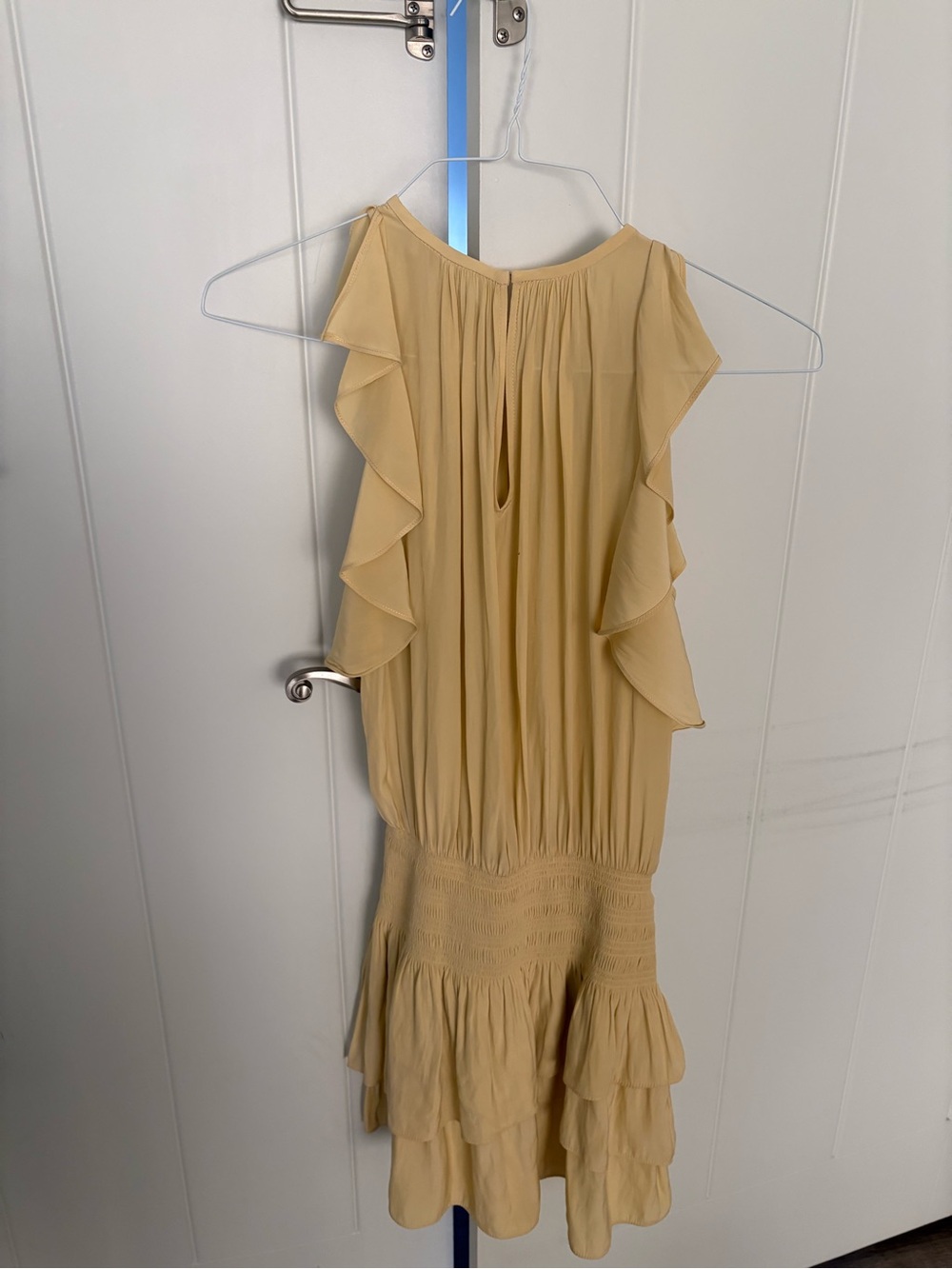 Ramy Brook Soft Yellow Ruffle Tiered Mini Dress
